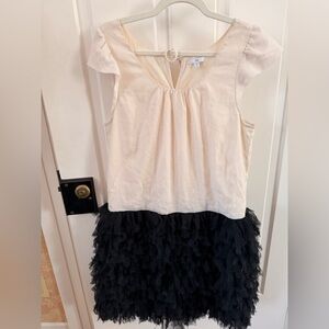 Gap Chic Black Ruffle and Cream Midi Dress (size 12)